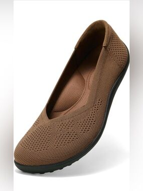 NEW Arromic Mocha Brown Knit Ballet Flats Slip On Comfort Shoes Size 9